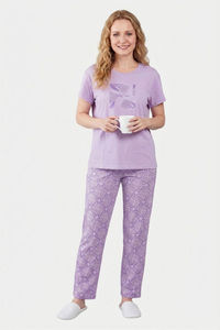 Sweet Dreams Floral Printed Pyjama Set - Cosmic Purple — thumbnail 1